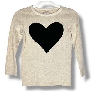 Girls Crewcuts Collectible J. Crew Beige Black Heart Shirt Size 10